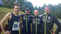 Miesten 1 joukkue, vasemmalta Markku Savioja, Jukka Eskelinen, Tero Sillanpää, Matti Lehtonen