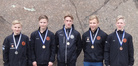 Mitalistit: Juho Lamberg, Riku Suhonen, Niko Lamberg, Iiro Piippo ja Vilho Laukkarinen, KLL 17.5.2015, Kouvola